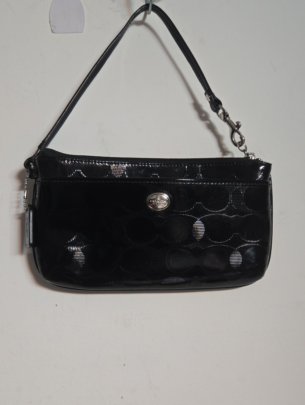 Coach Black Patent Signature Wristlet